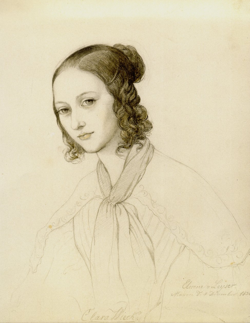 Clara Wieck-Schumannin muotokuva 1819-1896, 1836. tekijältä Elwine von Leyser