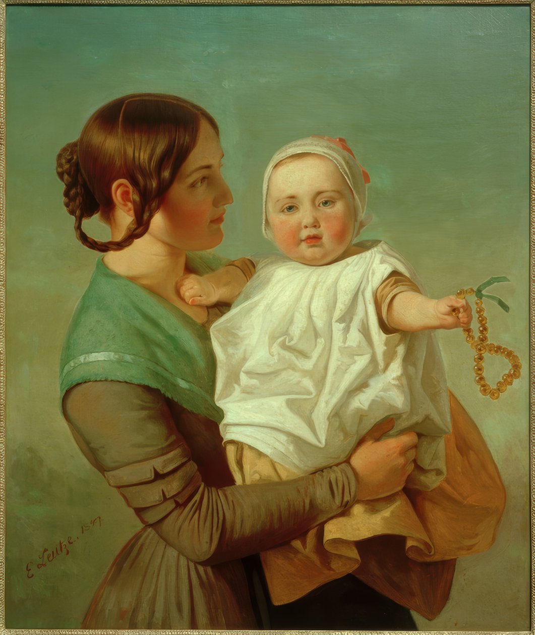 E.G.Leutze, Die Bernsteinkette (Ehefrau und Tochter) tekijältä Emanuel Gottlieb Leutze