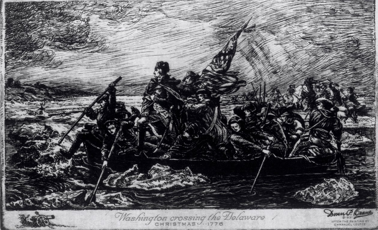 Washington Crossing the Delaware, joulu 1776, noin 1931 tekijältä Emanuel Gottlieb Leutze