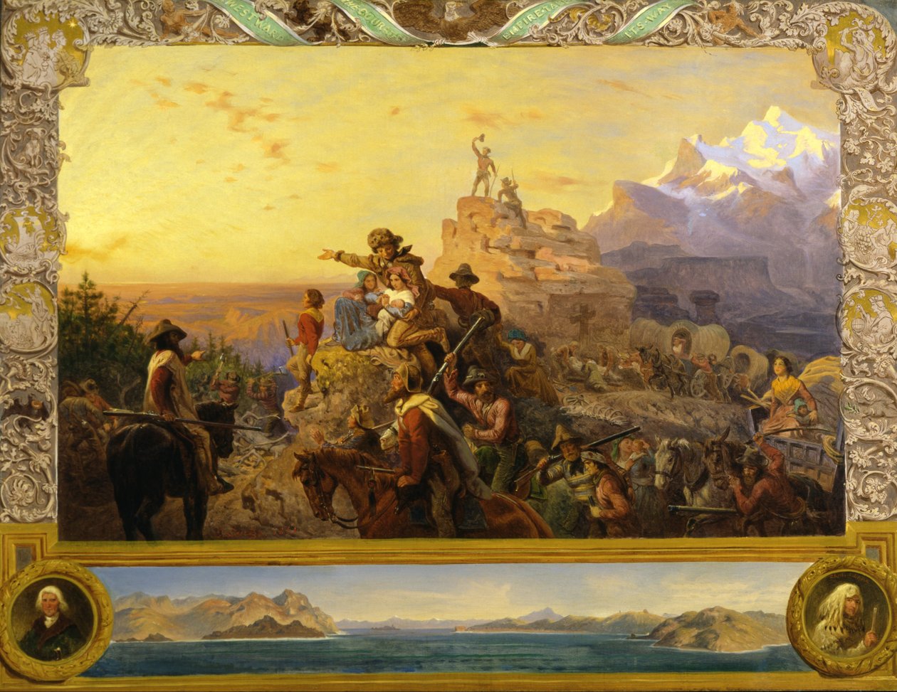 Westward the Course of Empire ottaa tiensä (seinämaalaustutkimus, Yhdysvaltain kongressitalo) tekijältä Emanuel Gottlieb Leutze