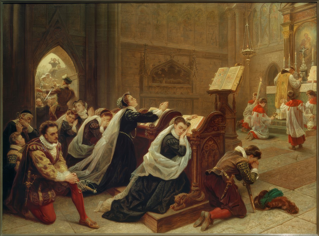 Maria Stuart…die erste Messe hörend / Gem. v. Emanuel Leutze tekijältä Emanuel Gottlieb Leutze