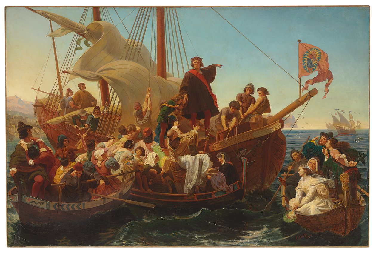 Kolumbuksen lähtö Paloksesta vuonna 1492, 1855 tekijältä Emanuel Gottlieb Leutze