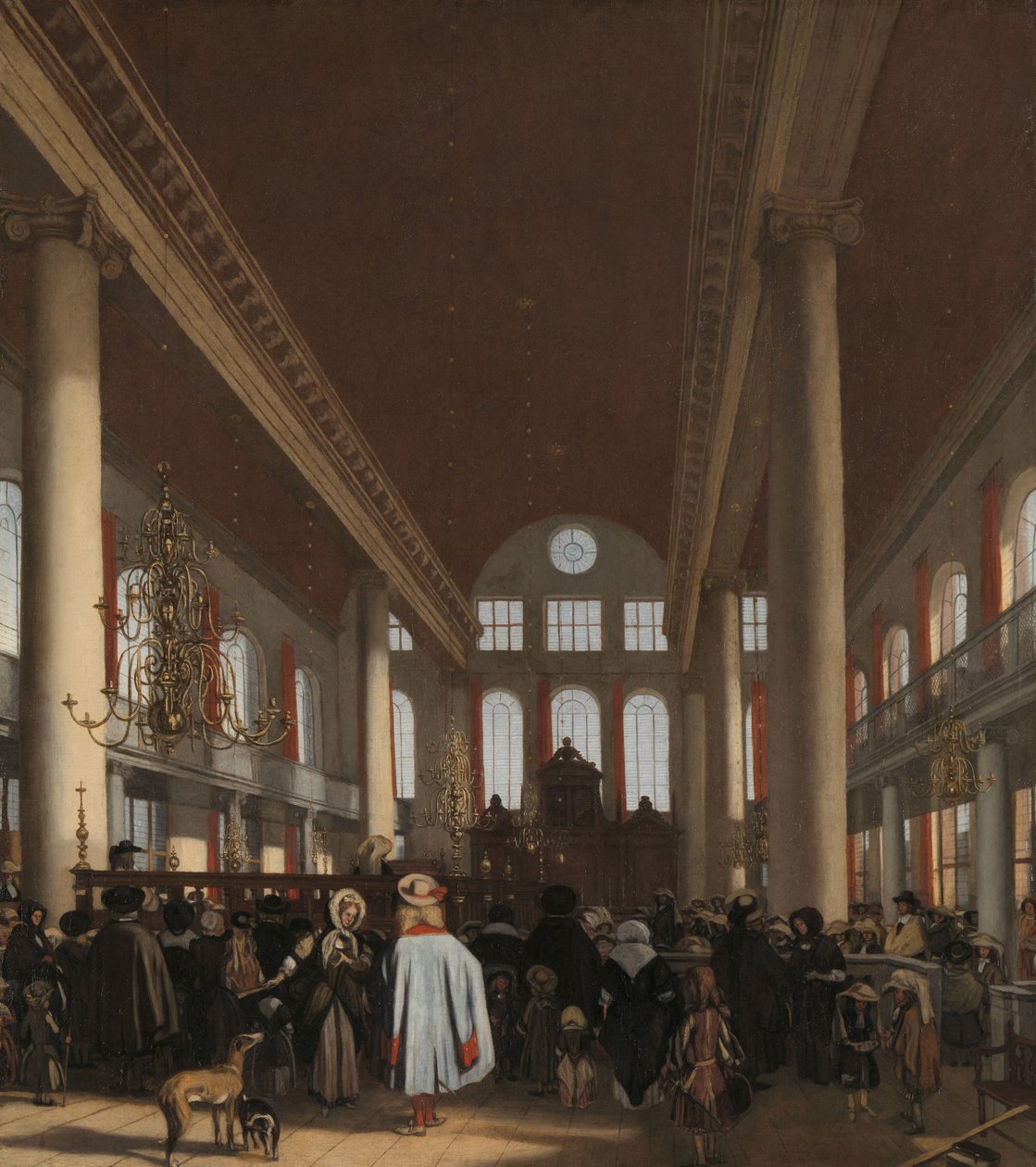 Amsterdamin portugalilaisen synagogan sisätilat tekijältä Emanuel de Witte