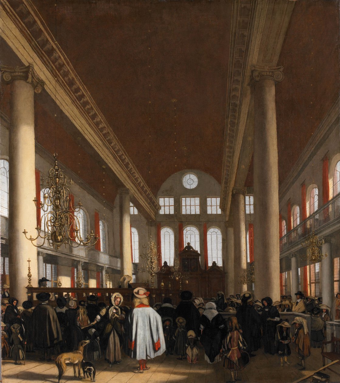 Amsterdamin portugalilaisen synagogan sisätilat tekijältä Emanuel de Witte
