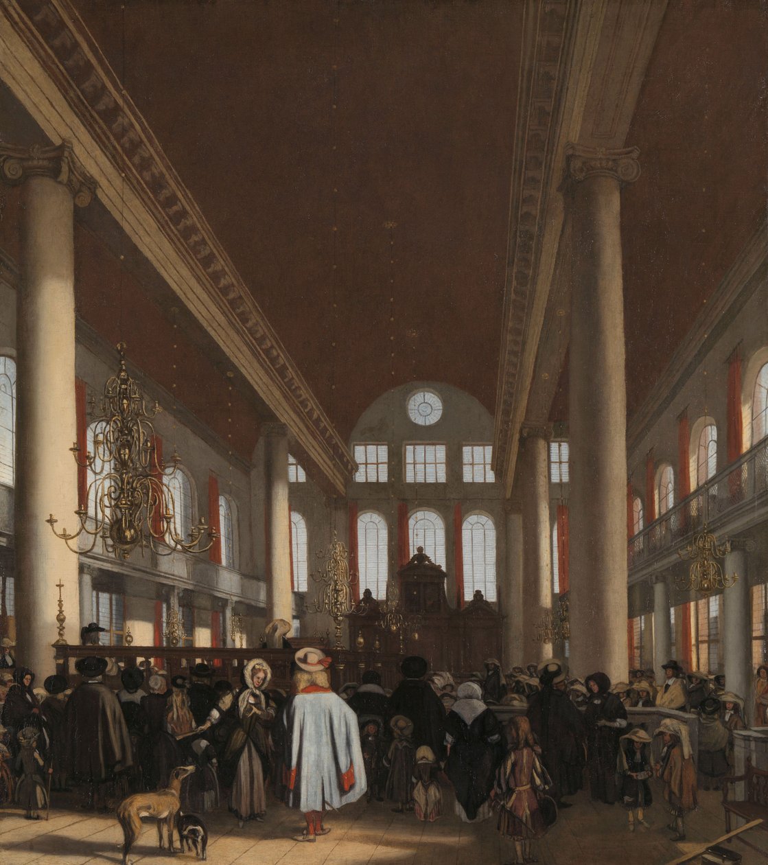 Amsterdamin portugalilaisen synagogan sisustus, 1680 tekijältä Emanuel de Witte