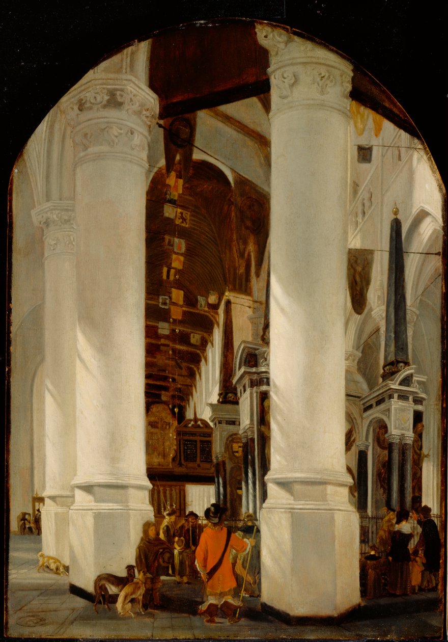 Nieuwe Kerk Delftissä ja Willem the Silentin hauta, n. 165051 (öljy tammipaneeliin) tekijältä Emanuel de Witte