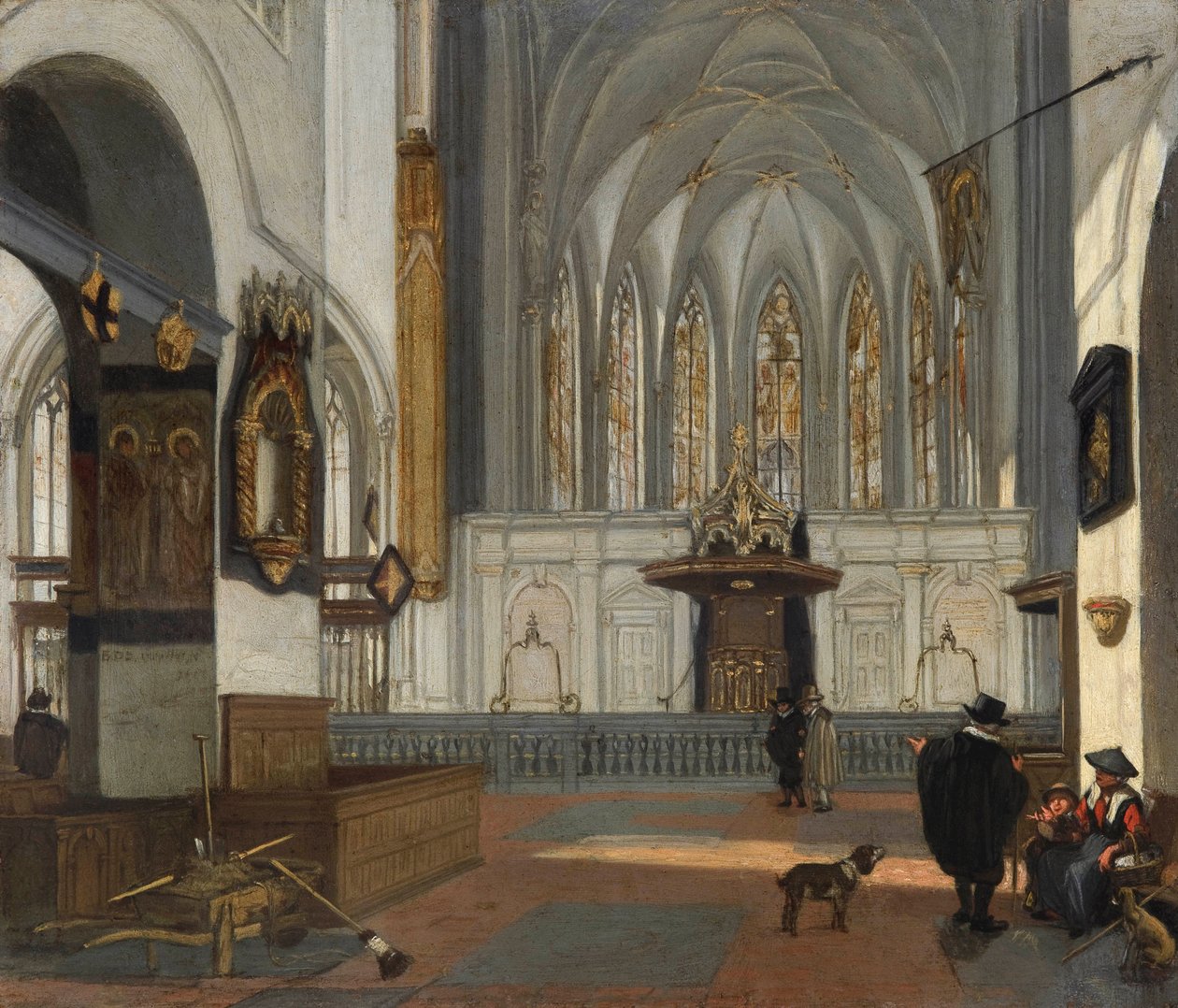 ""Näkymä Utrechtin Pyhän Johanneksen kirkon kuorosta) Emanuel De Witten maalaus (1616/17-1692) Noin 1650 - Öljy kuparille Koko 22,6x26,1 cm Fondation Custodia tekijältä Emanuel de Witte