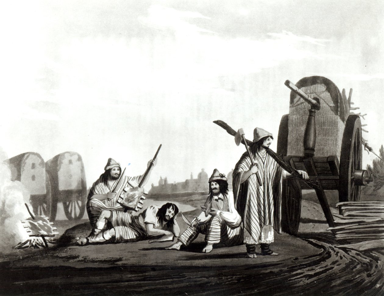 Gauchos (rustiikot) Tucumanista, 1820 tekijältä Emeric Essex Vidal