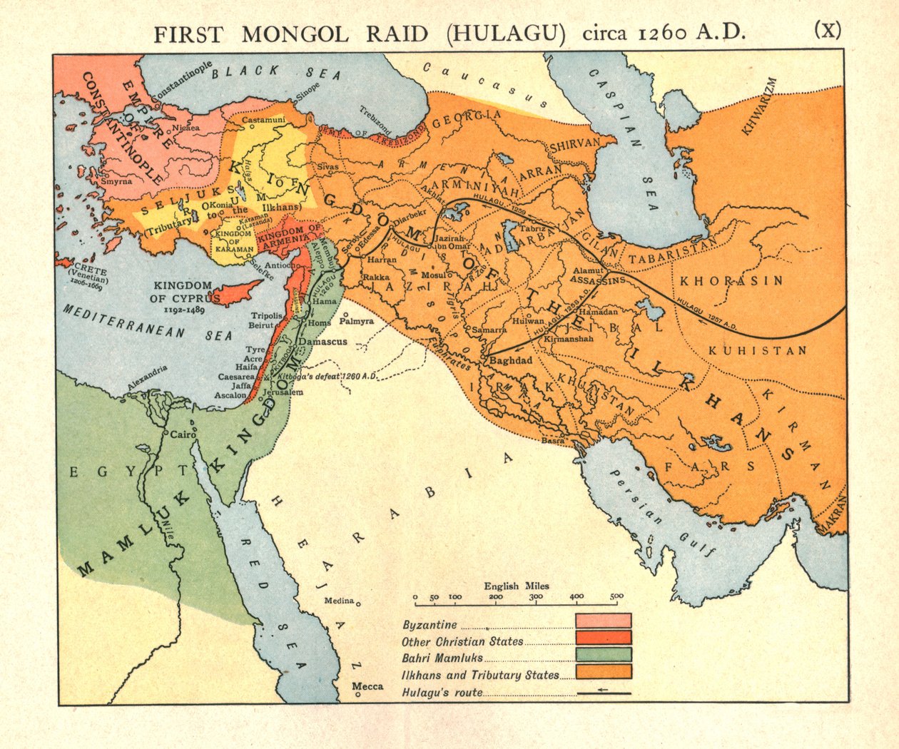 "First Mongol Raid Hulagu, noin 1400 jKr.", n. 1915. tekijältä Emery Walker Ltd