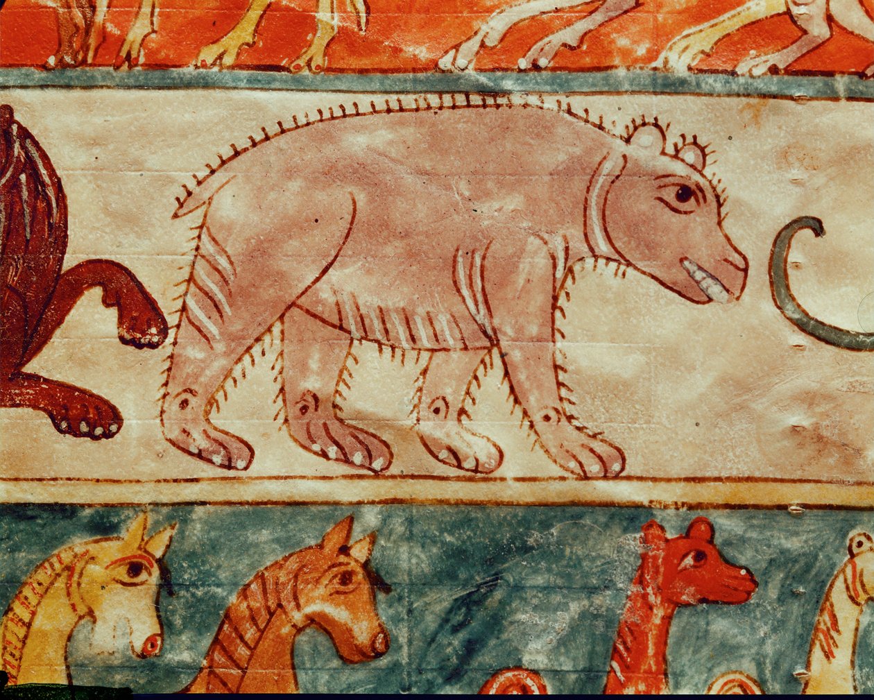 Karhu. MS Beatus en Apocalipsin -teoksesta. tekijältä Emeterio the Monk and Nun