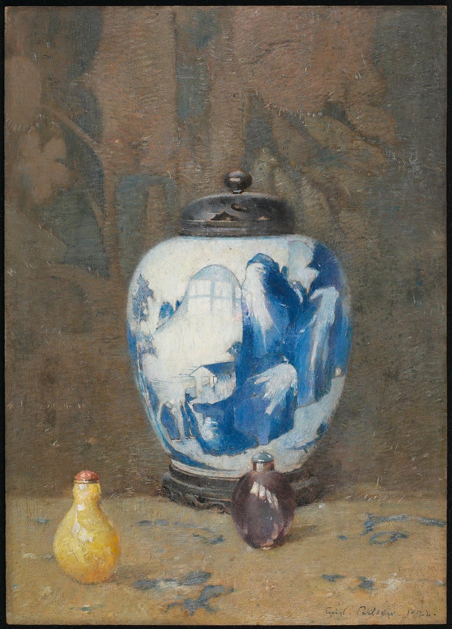 Asetelma, kiinalainen maljakko, 1922 tekijältä Emil Carlsen