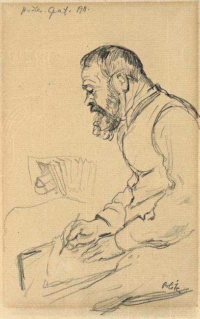 Ferdinand Hodler zeichnend Genf 1911n tekijältä Emil Orlik
