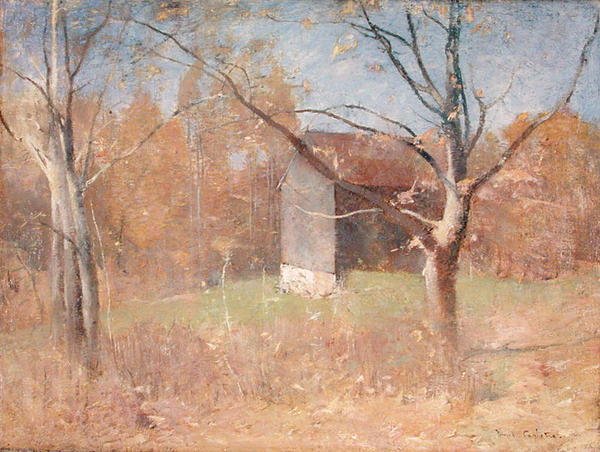 Taiteilijastudion takana (öljy kankaalle) tekijältä Emil Carlsen