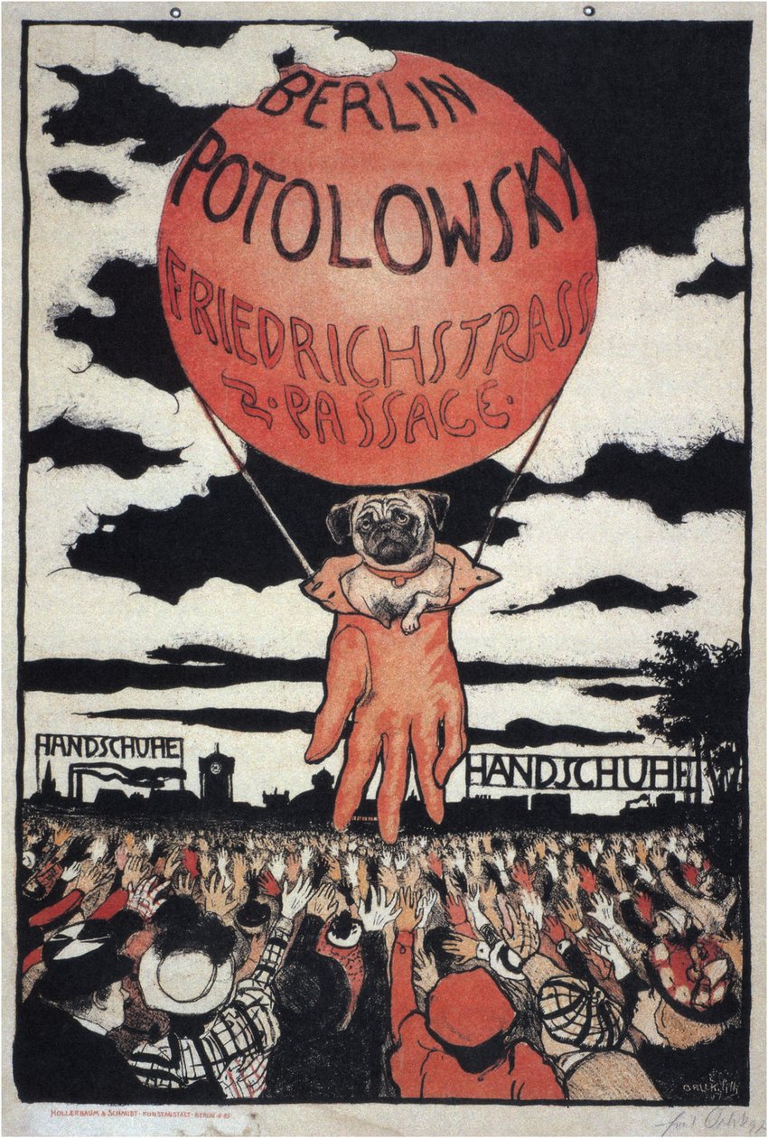 Juliste Potolowsky Glove -valmistajalle, 1897 tekijältä Emil Orlik