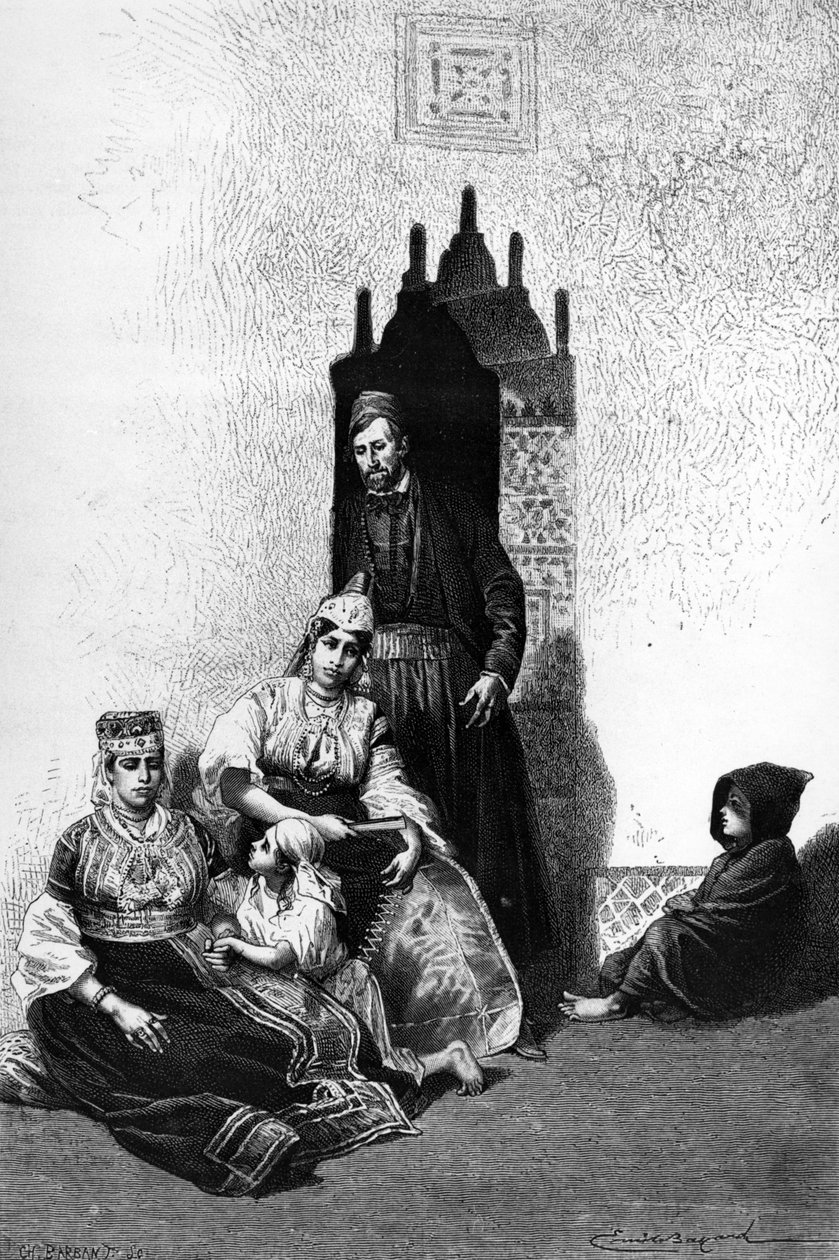 Marokon juutalainen perhe, 1878 tekijältä Emile Antoine Bayard