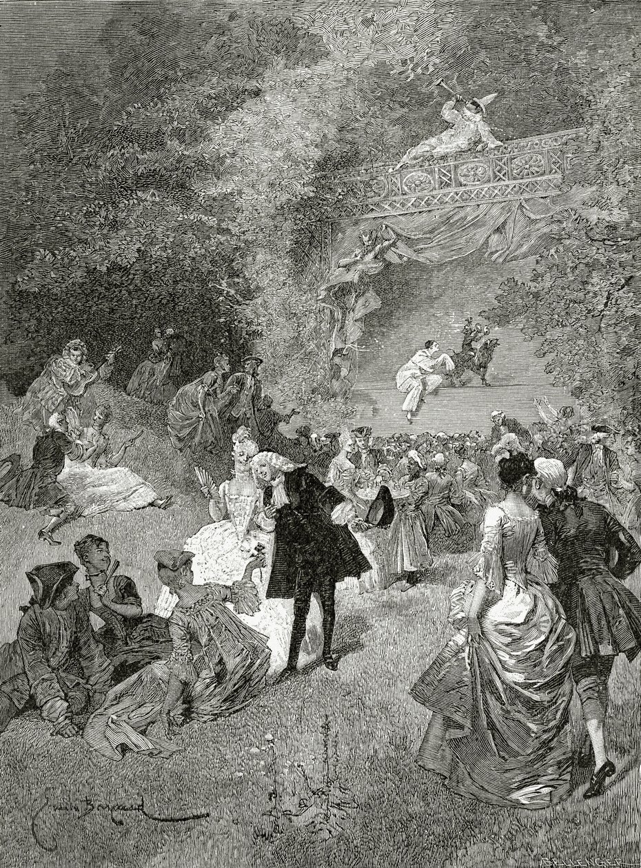 La fête chez Thérèse, 1800-luku (bw-kaiverrus) tekijältä Emile Antoine Bayard