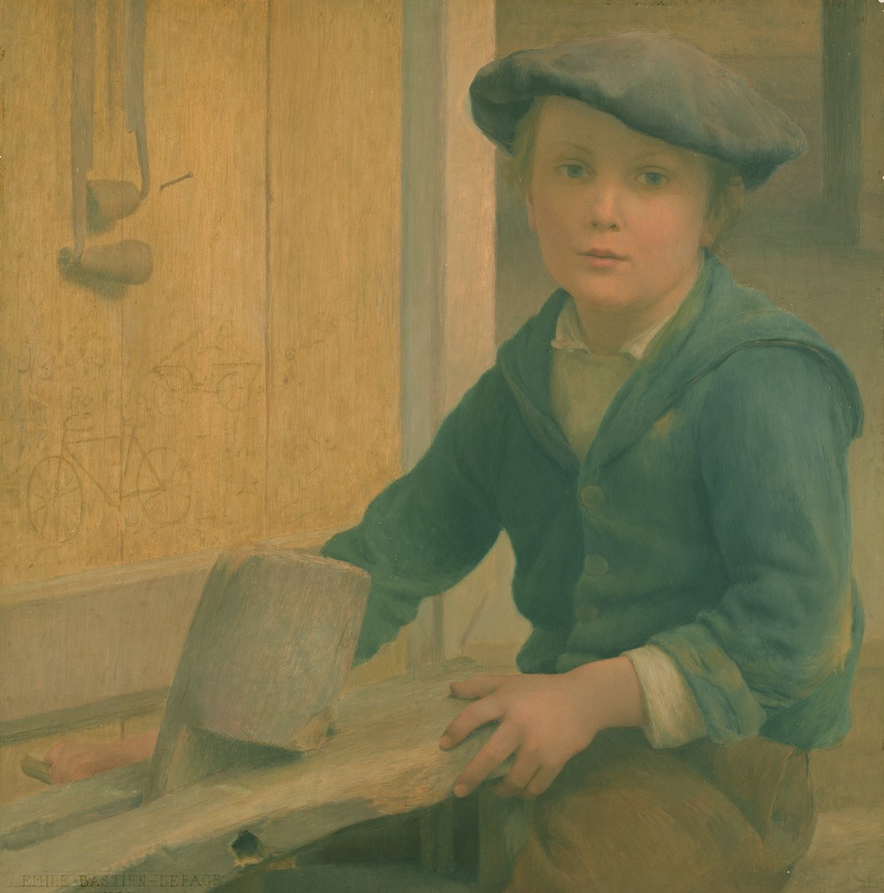 Nuori käsityöläinen (The Young Mechanic) 1901 (tempera paneelissa) tekijältä Emile Bastien Lepage