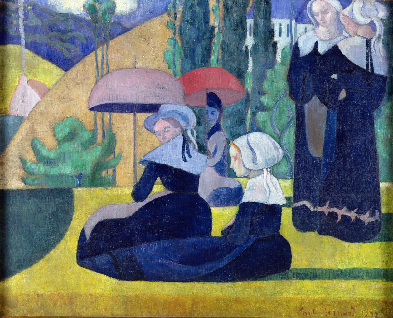 Bretagnelaiset naiset varjossa, 1892 tekijältä Emile Bernard