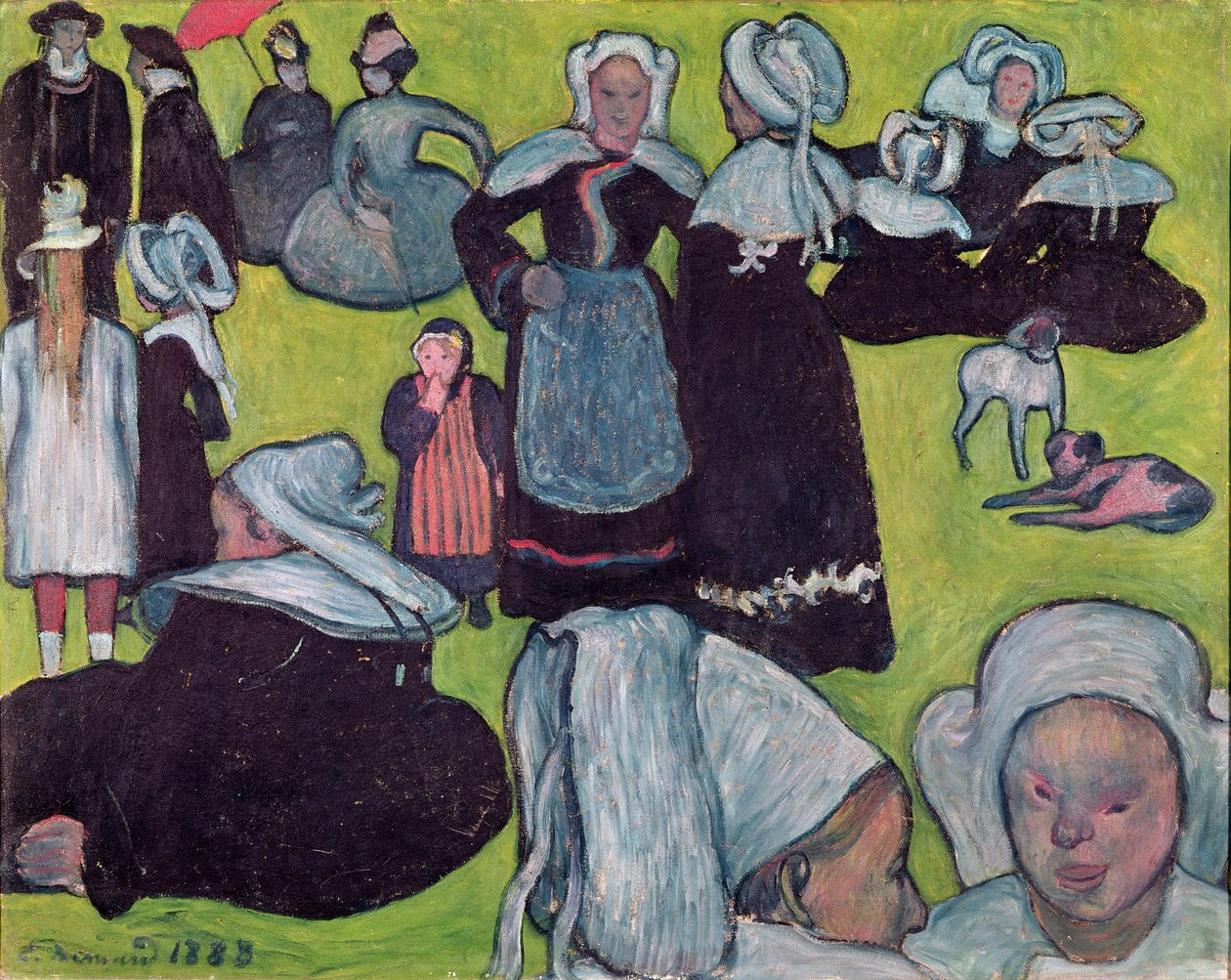 Bretonit kentällä tai The Anteeksi, 1888 tekijältä Emile Bernard