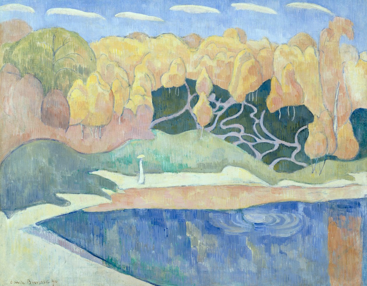 Nainen kävelee Avenin rannalla, 1890 tekijältä Emile Bernard