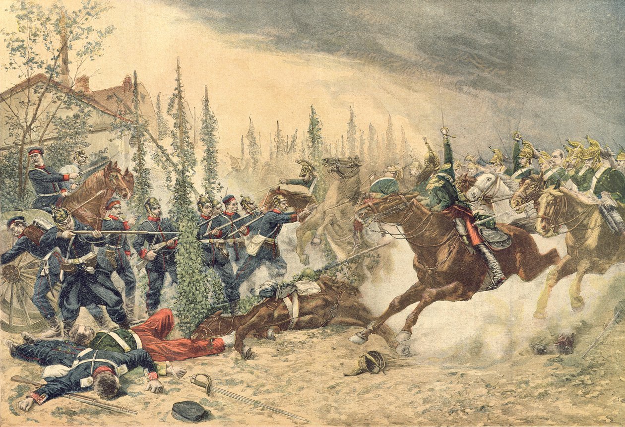 Dragoonit Gravelotten taistelussa 16. elokuuta 1870, Le Petit Journal -lehdestä, 1894 tekijältä Emile Brisset