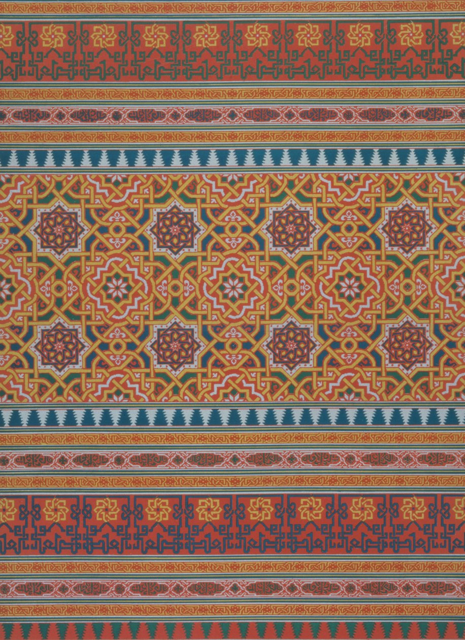 1300-luvun tekstiilifragmentti, sanasta "Arabialainen koristelu", kaiverrus Lemoine, pubi. Lemercier und C., Pariisi, 1885 tekijältä Emile Prisse d