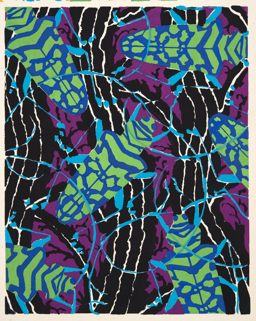 Yksityiskohta levyltä 17, Insectes, pub. 1930-luku (pochoor print) tekijältä Émile Allain Séguy