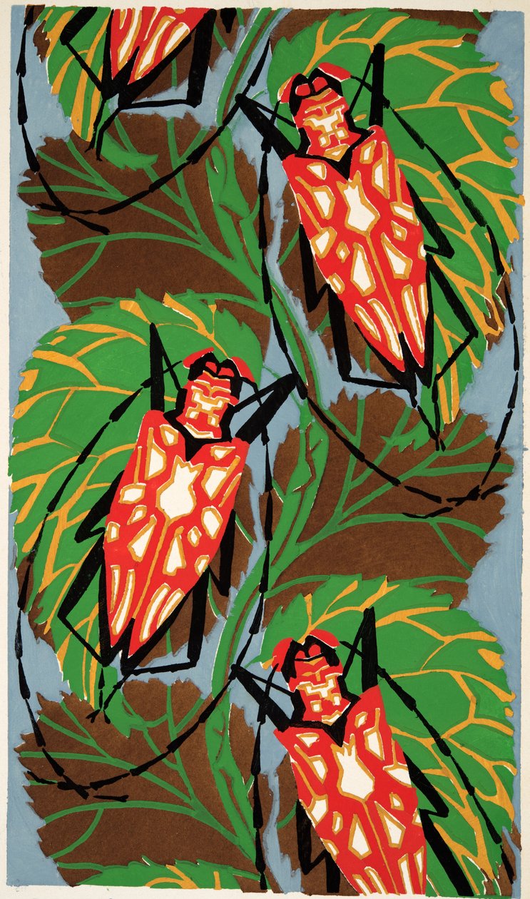 Yksityiskohta levyltä 19, Insectes, pub. 1930-luku (pochoor print) tekijältä Émile Allain Séguy