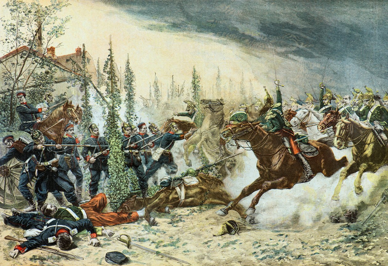 Ranskalaiset lohikäärmeet hyökkäävät Gravelotten taistelussa tekijältä Emile (after) Brisset