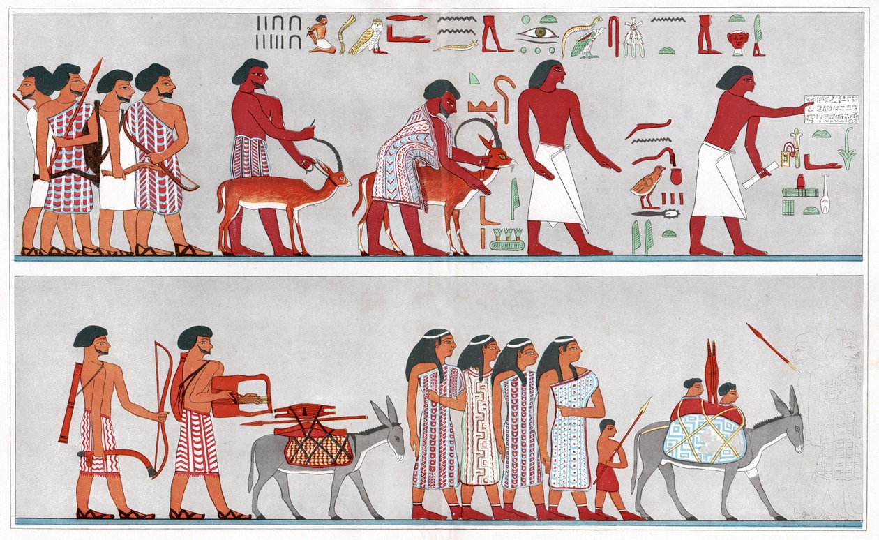 Muuttoliike muinaisessa Egyptissä, noin 1880 (painettu). tekijältä Emile (after) Prisse d