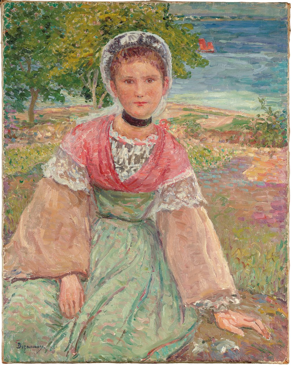 Nuori Bretonne, n. 1895 (öljy kankaalle) tekijältä Emile Alfred Dezaunay