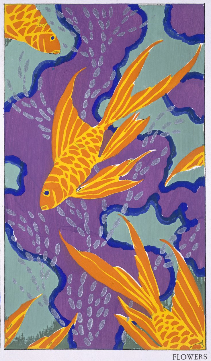 Suunnittelumotiivi julkaisusta "Bouquets and Frondaisons, 60 color motifs", julkaistu Pariisissa, 1920-luvun lopulla (stensiiliprintti) tekijältä Émile Allain Séguy
