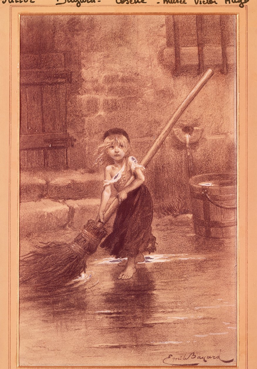 Cosette, kuvitus Victor Hugon teoksesta Les Miserables tekijältä Emile Antoine (after) Bayard