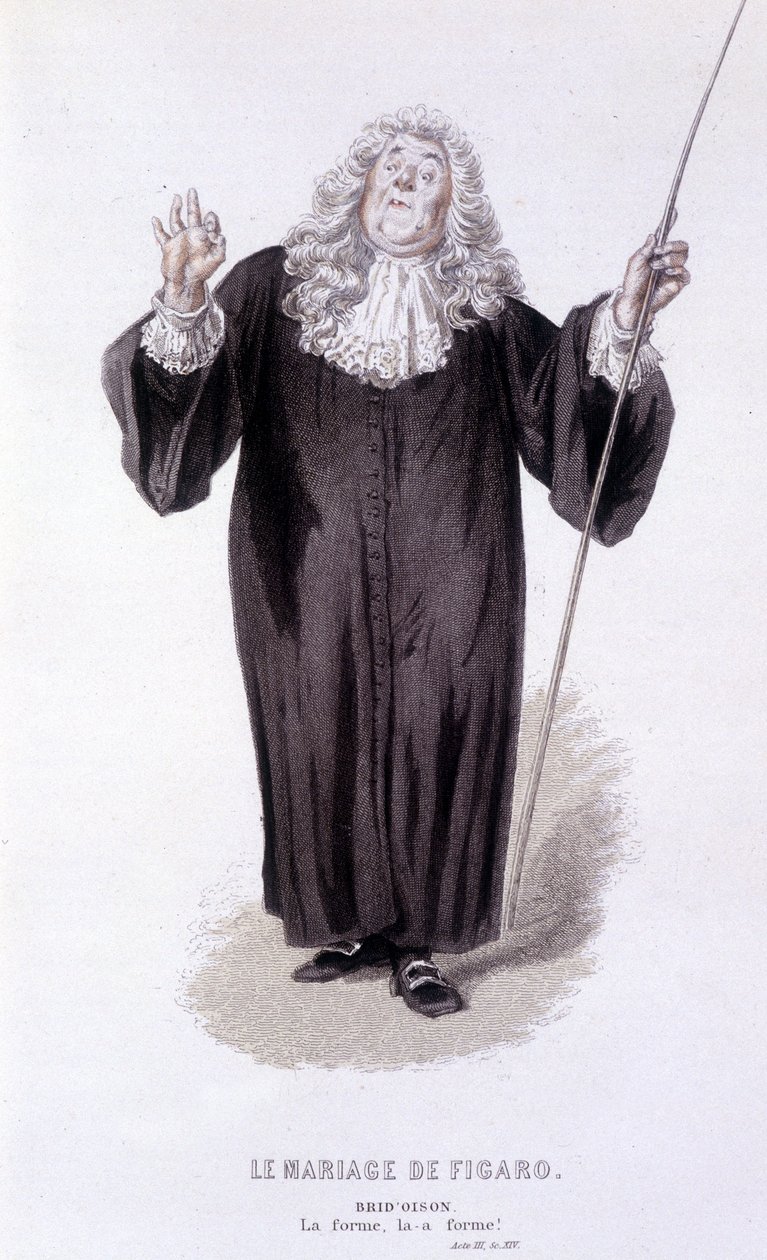 Edouard Fournierin Beaumarchaisin (1732-1799) täydellinen teos. piirustus Emile Bayard. Ed. Laplace, Sanchez et Cie, Pariisi 1876. Tämä on Brid