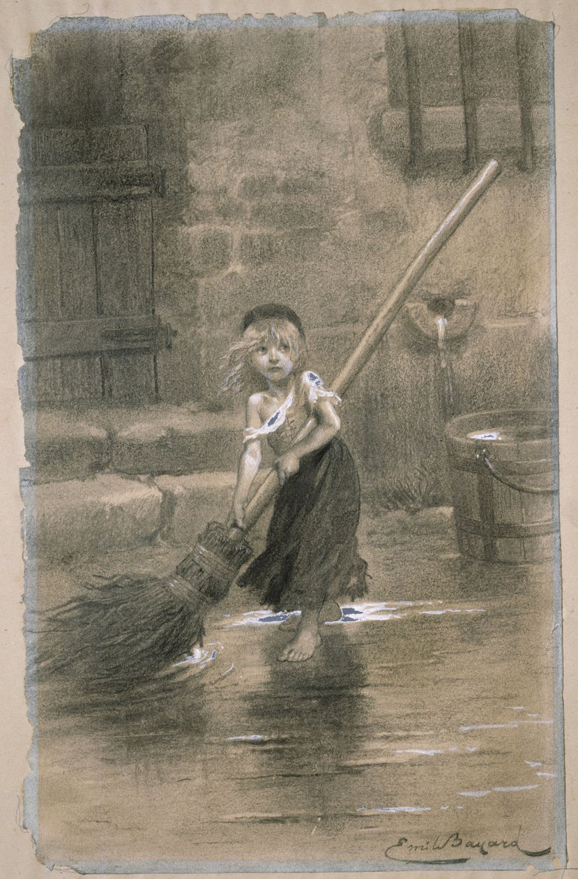 Cosette. Kuvitus Victor Hugon teoksesta Les Misérables, 1862 tekijältä Emile Antoine Bayard