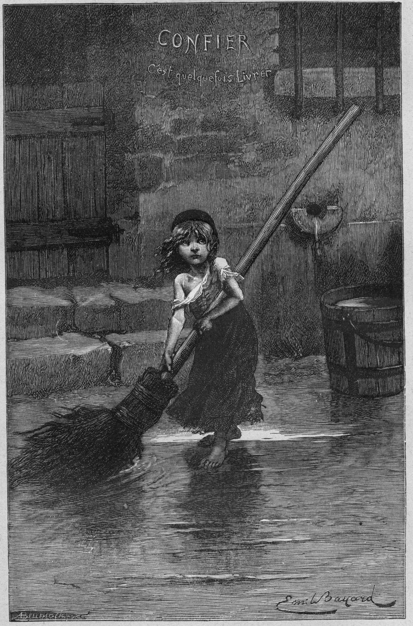 Cosette, kuvitus Victor Hugon teoksesta Les Miserables tekijältä Emile Antoine Bayard