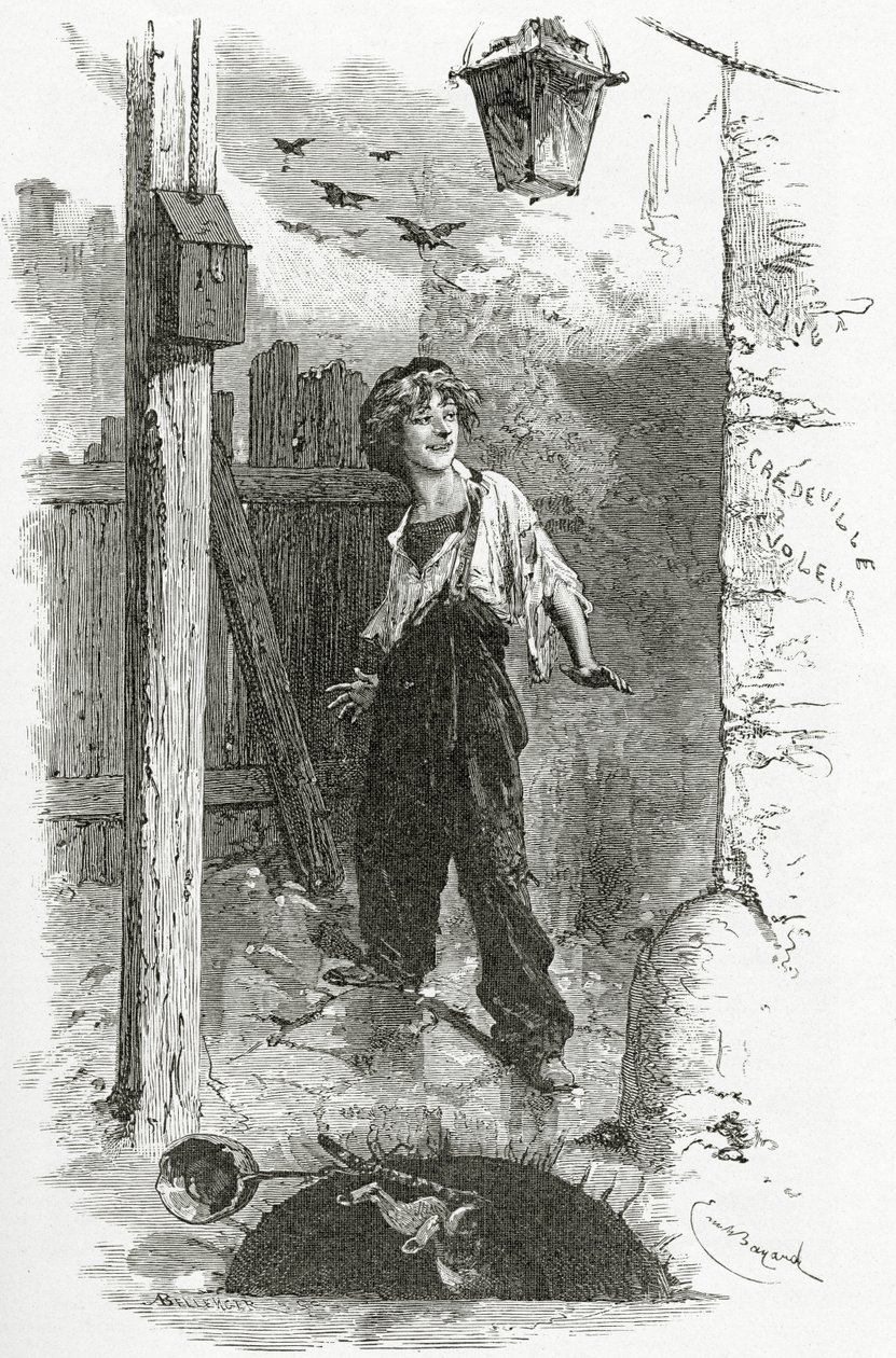 Gavroche, 1800-luku (bw-kaiverrus) tekijältä Emile Antoine Bayard