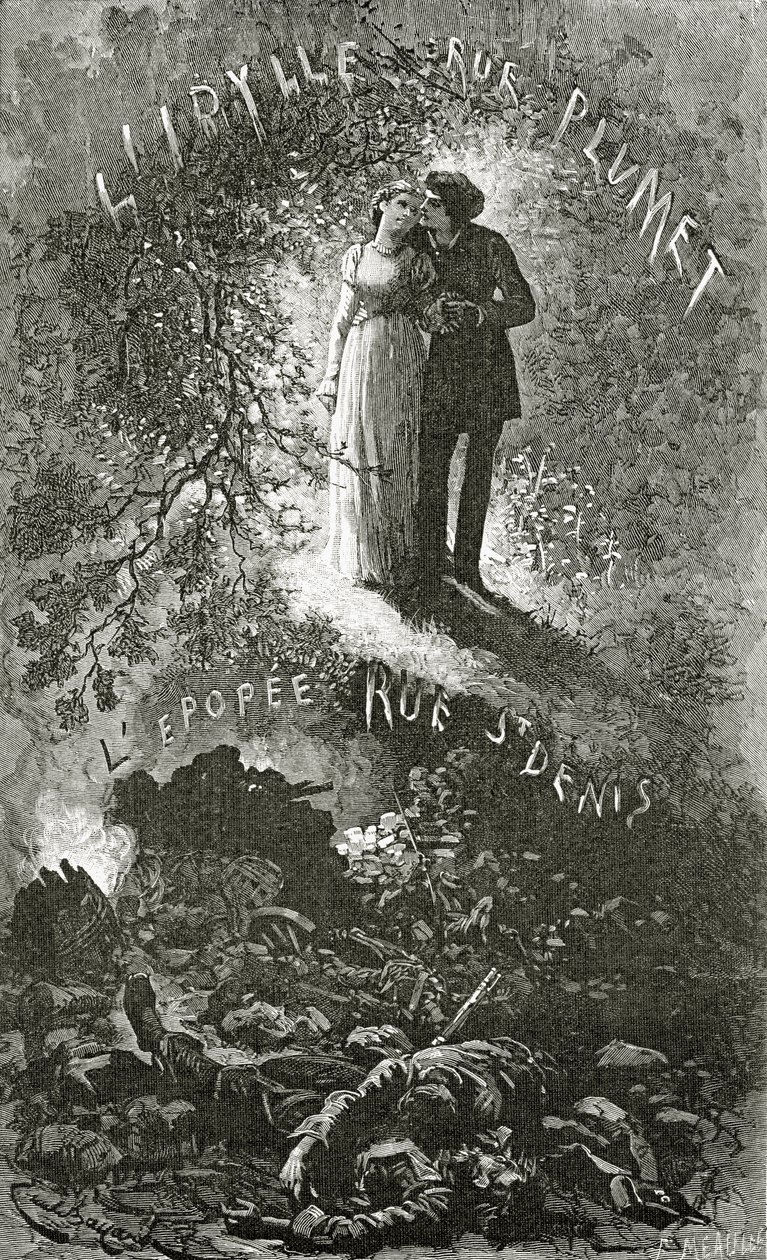 Marius ja Cosette, 1800-luku (bw kaiverrus) tekijältä Emile Antoine Bayard