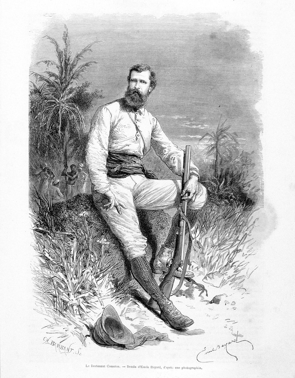 Muotokuva brittiläisluutnantista ja tutkimusmatkailija Verney Lovett Cameronista (1844-1894) tekijältä Emile Antoine Bayard