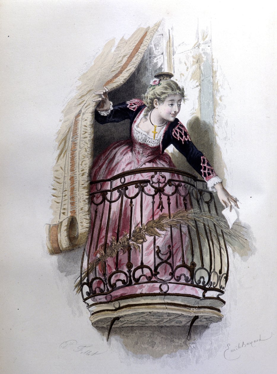 Rosine, Sevillan parturi de Beaumarchais (1732 - 1799) luotu vuonna 1773. Kuvitus Emile Bayard. tekijältä Emile Antoine Bayard