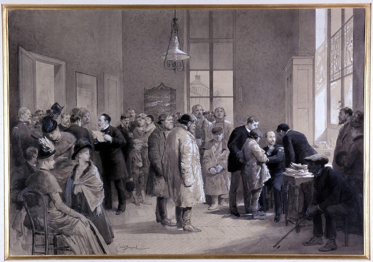 Rokotuskohtaukset Normaalikoulun laboratoriossa vuonna 1886 (piirustus) tekijältä Emile Antoine Bayard