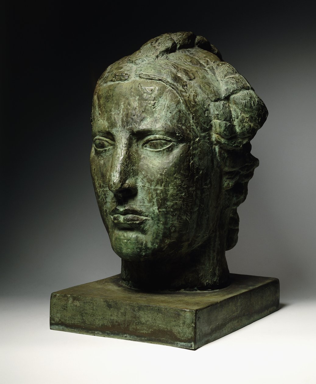 Vapauden päällikkö; Tete de Liberte, n. 1914 (pronssi vihreällä patinalla) tekijältä Emile Antoine Bourdelle