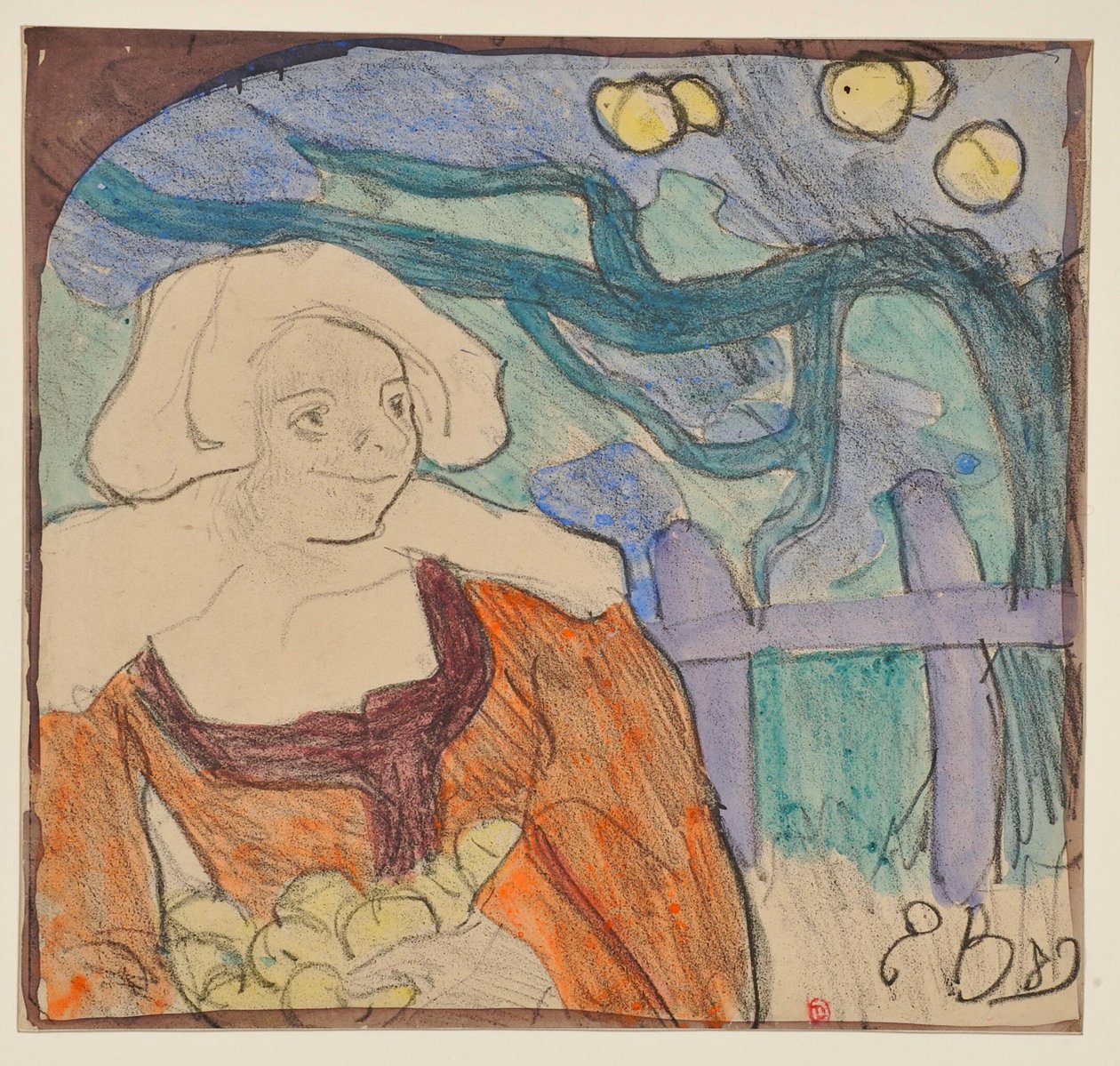 Omenanpoimija Bretonista [koe b] tekijältä Emile Bernard