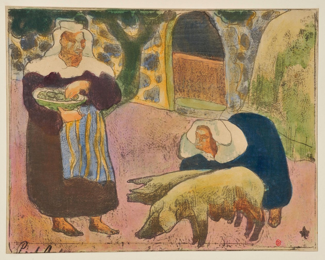 Bretonilaiset ruokkivat sikoja tekijältä Emile Bernard
