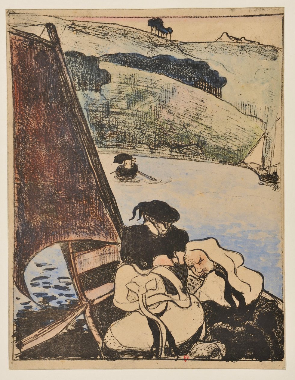 Bretagnelaisia veneessä Avenjoella tekijältä Emile Bernard
