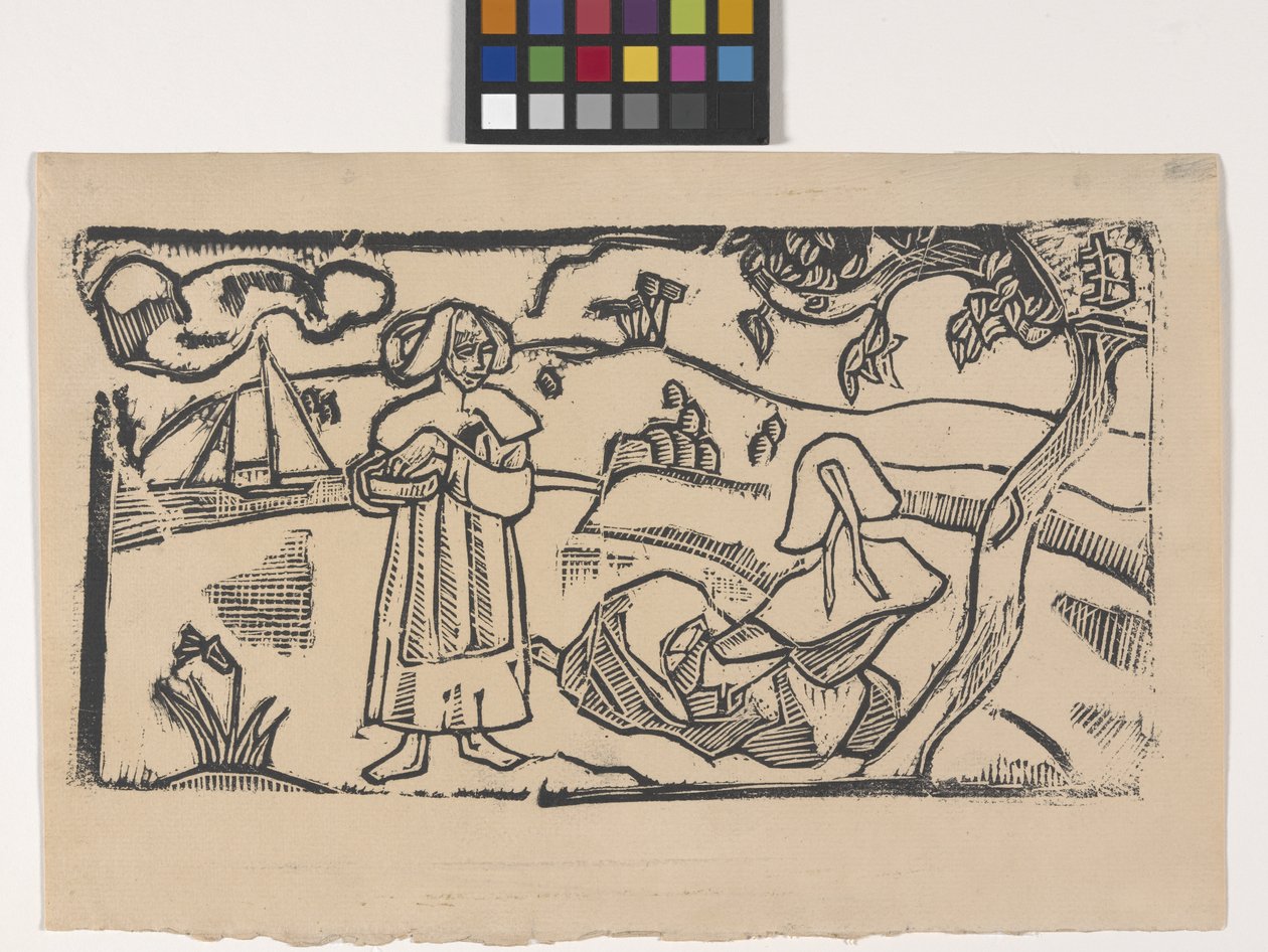 Deux Bretonnes (Kaksi bretonilaista naista) (puukiviprintti) tekijältä Emile Bernard