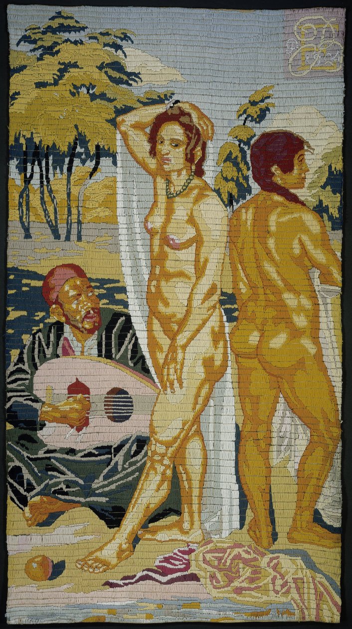 Geborduurd taulukko; Kaksi uimaria tekijältä Emile Bernard