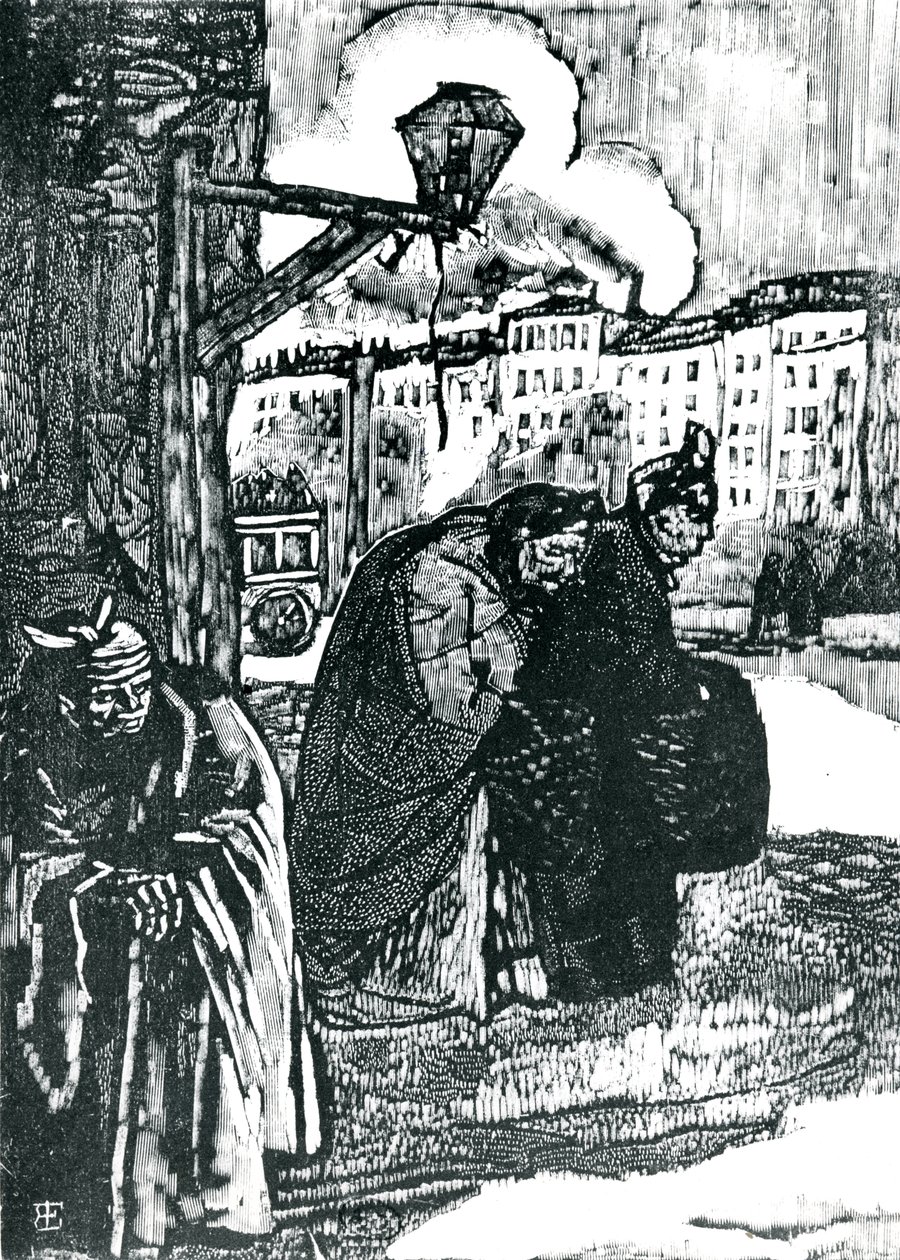 Kuvitus Charles Baudelairen (1821-67) runoille (puupiirros) (mv-valokuva) tekijältä Emile Bernard