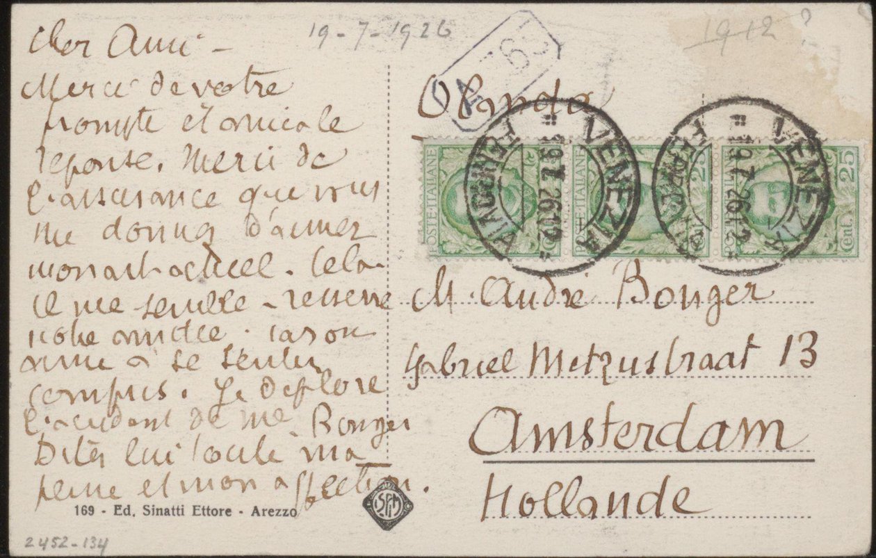 Postikortti Andries Bongerille tekijältä Emile Bernard