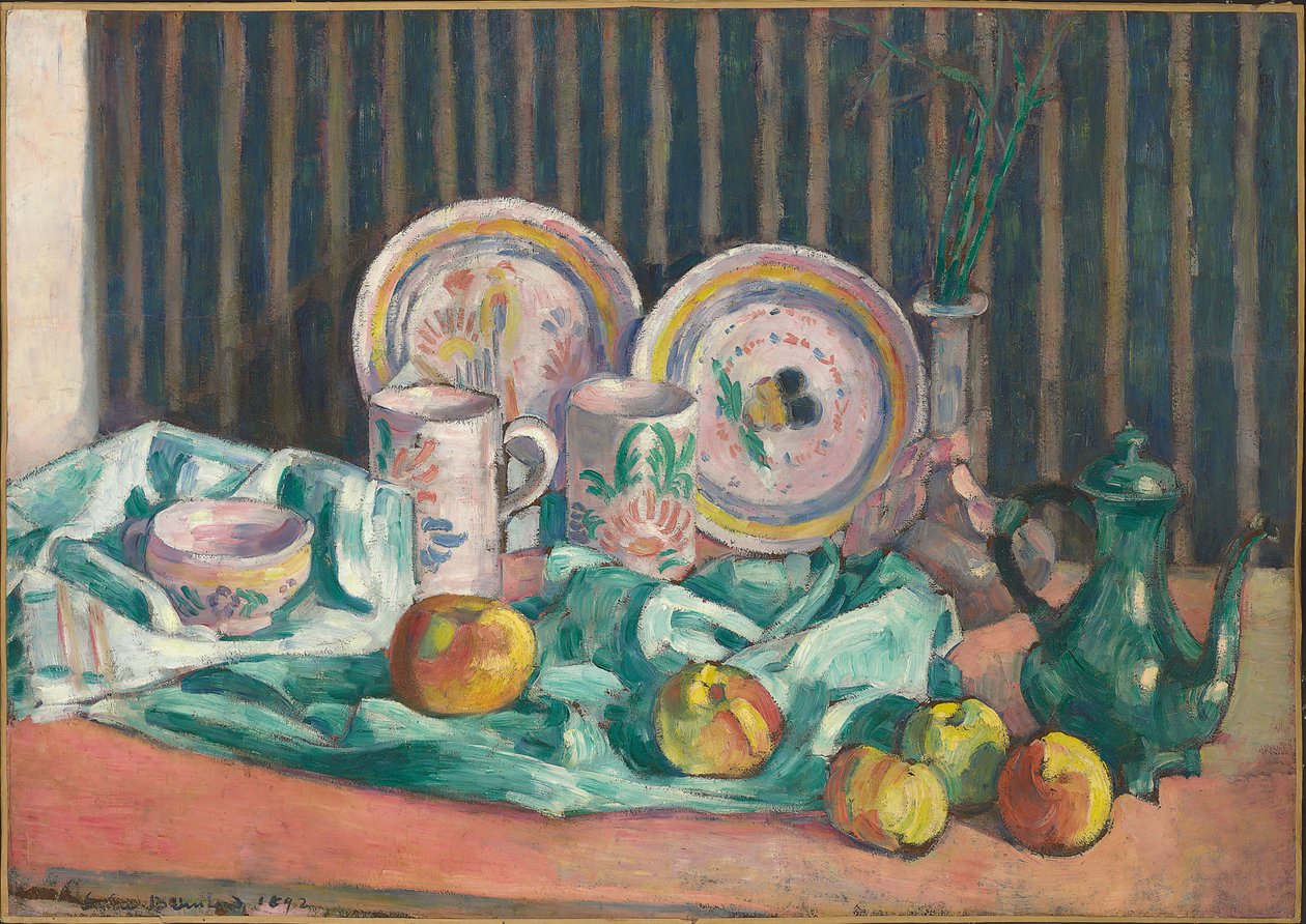 Asetelma omenoiden ja hedelmäruokien kanssa, n. 1906 tekijältä Emile Bernard